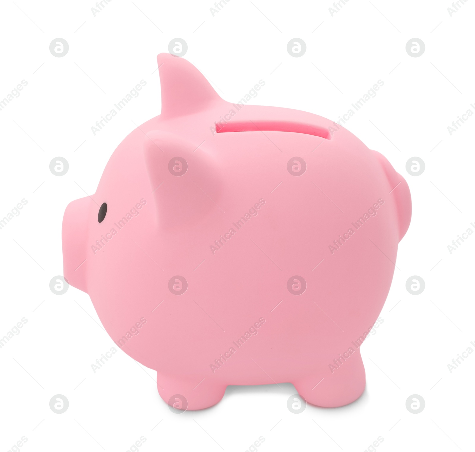 Photo of One pink piggy bank isolated on white