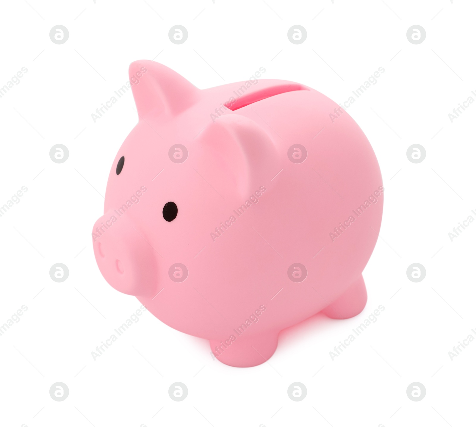 Photo of One pink piggy bank isolated on white