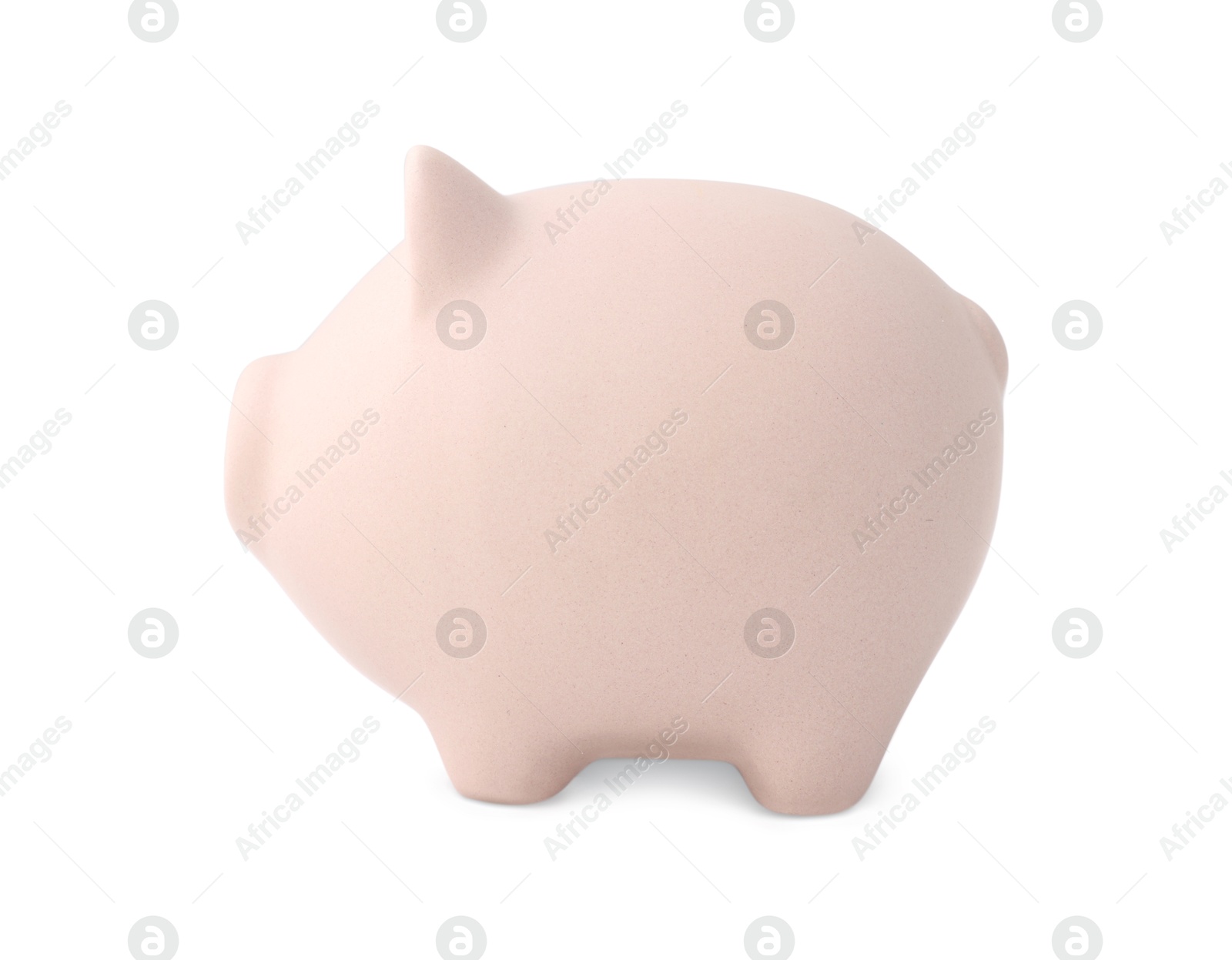 Photo of One beige piggy bank isolated on white