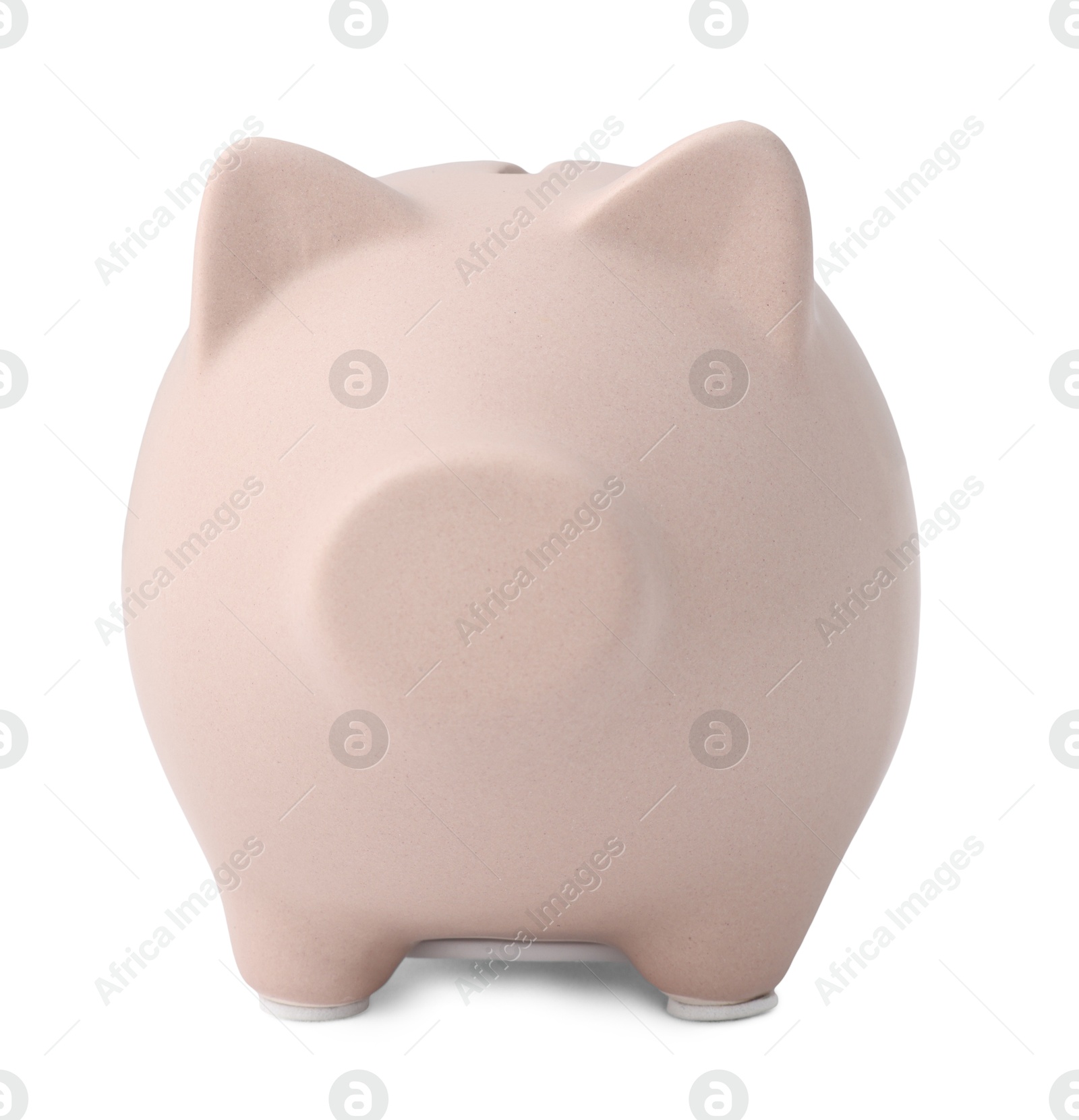 Photo of One beige piggy bank isolated on white