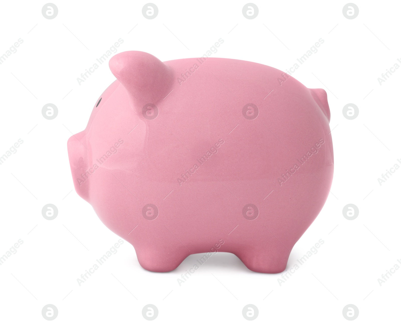 Photo of One pink piggy bank isolated on white