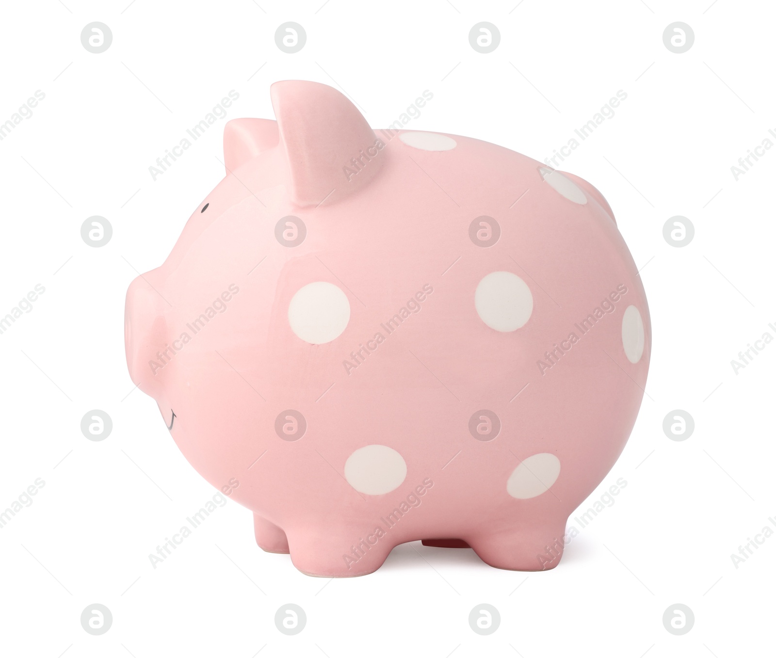 Photo of One pink piggy bank isolated on white