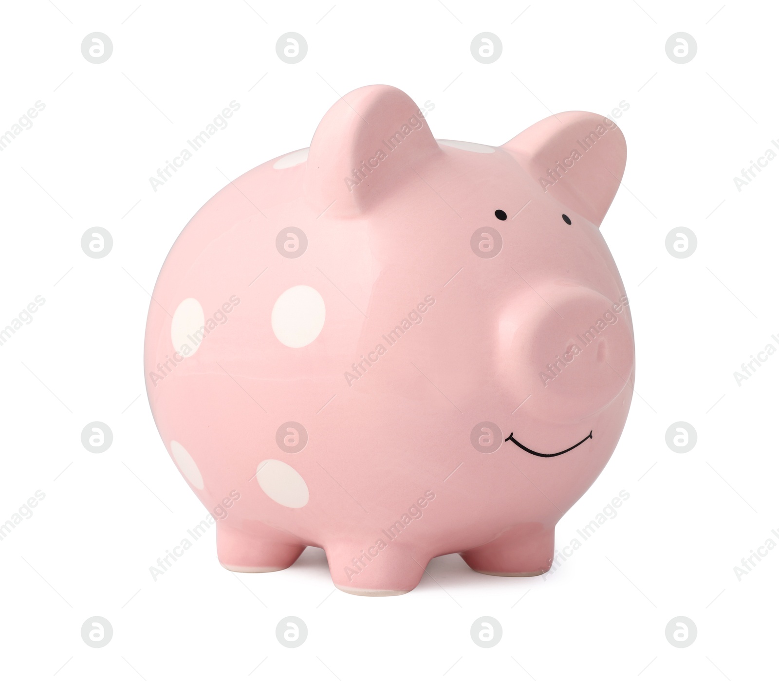 Photo of One pink piggy bank isolated on white