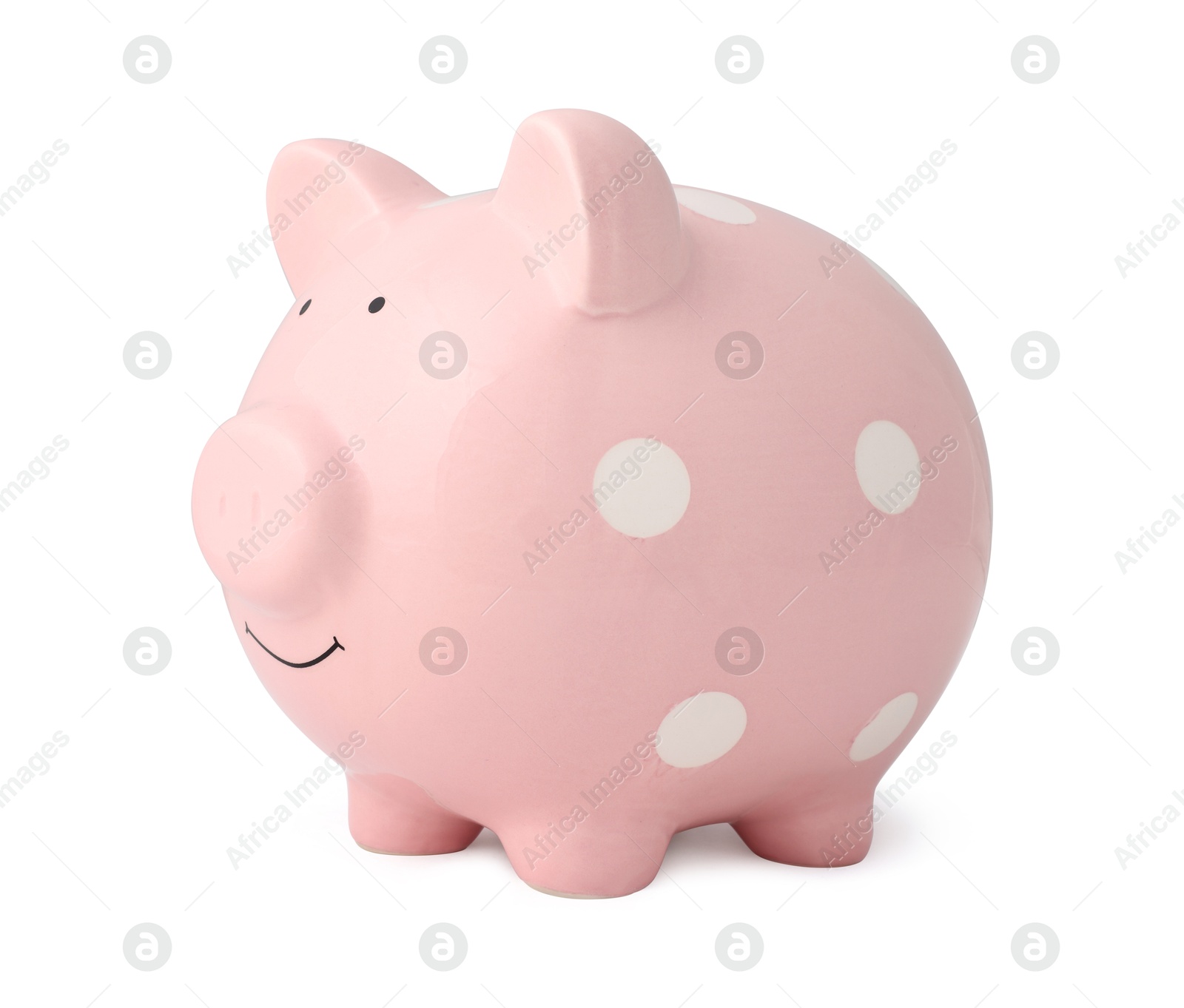 Photo of One pink piggy bank isolated on white