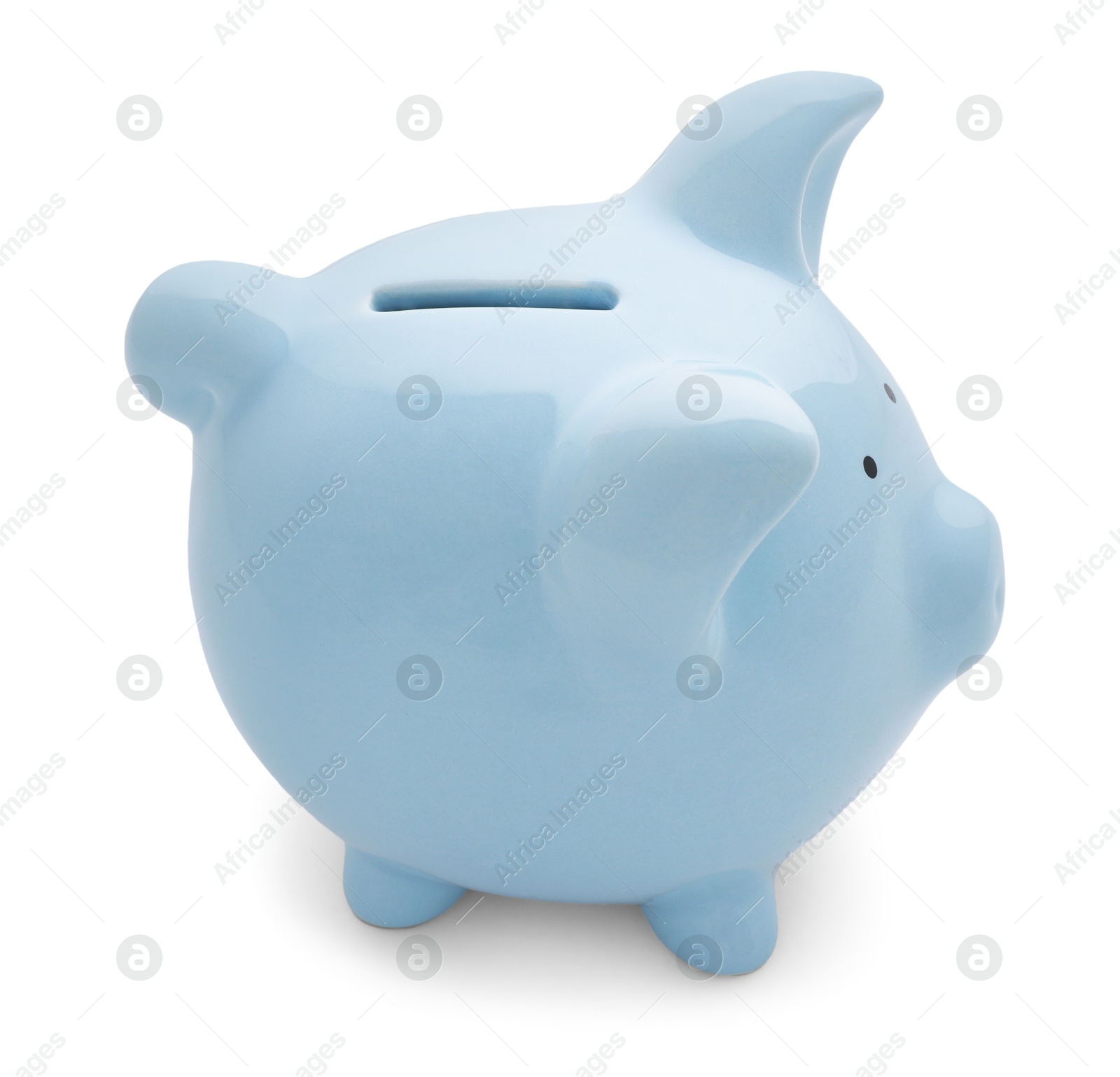 Photo of Light blue piggy bank isolated on white