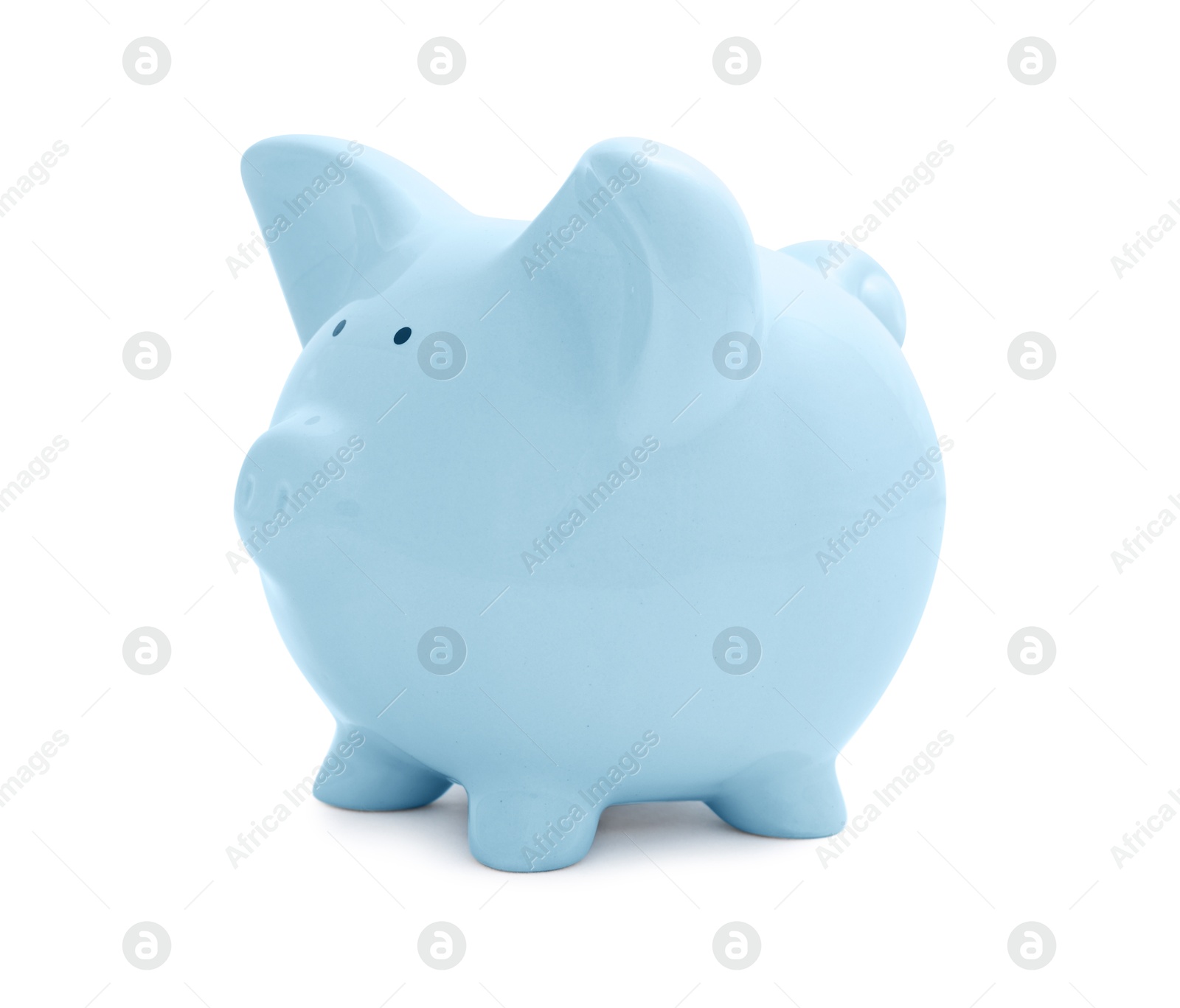 Photo of Light blue piggy bank isolated on white