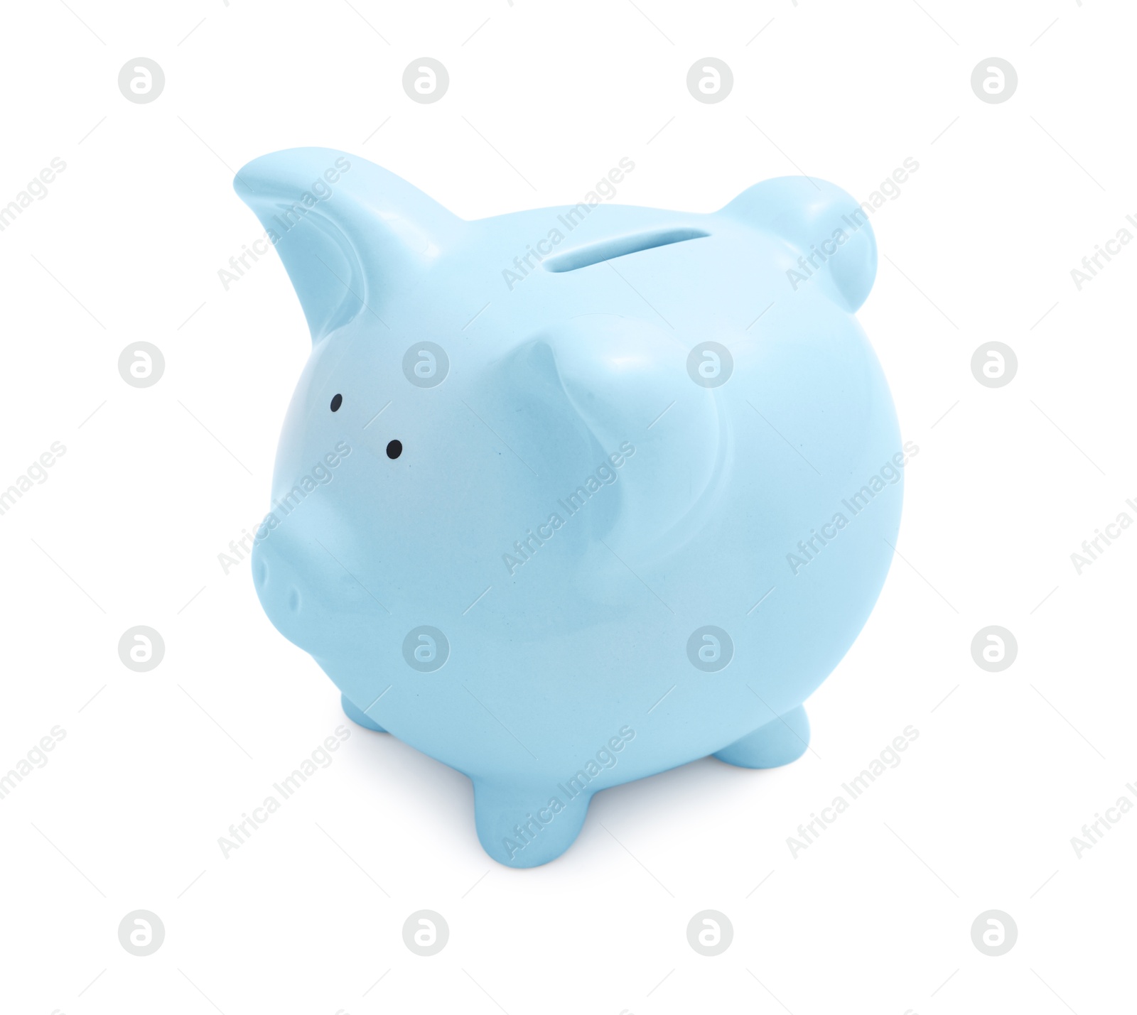 Photo of Light blue piggy bank isolated on white