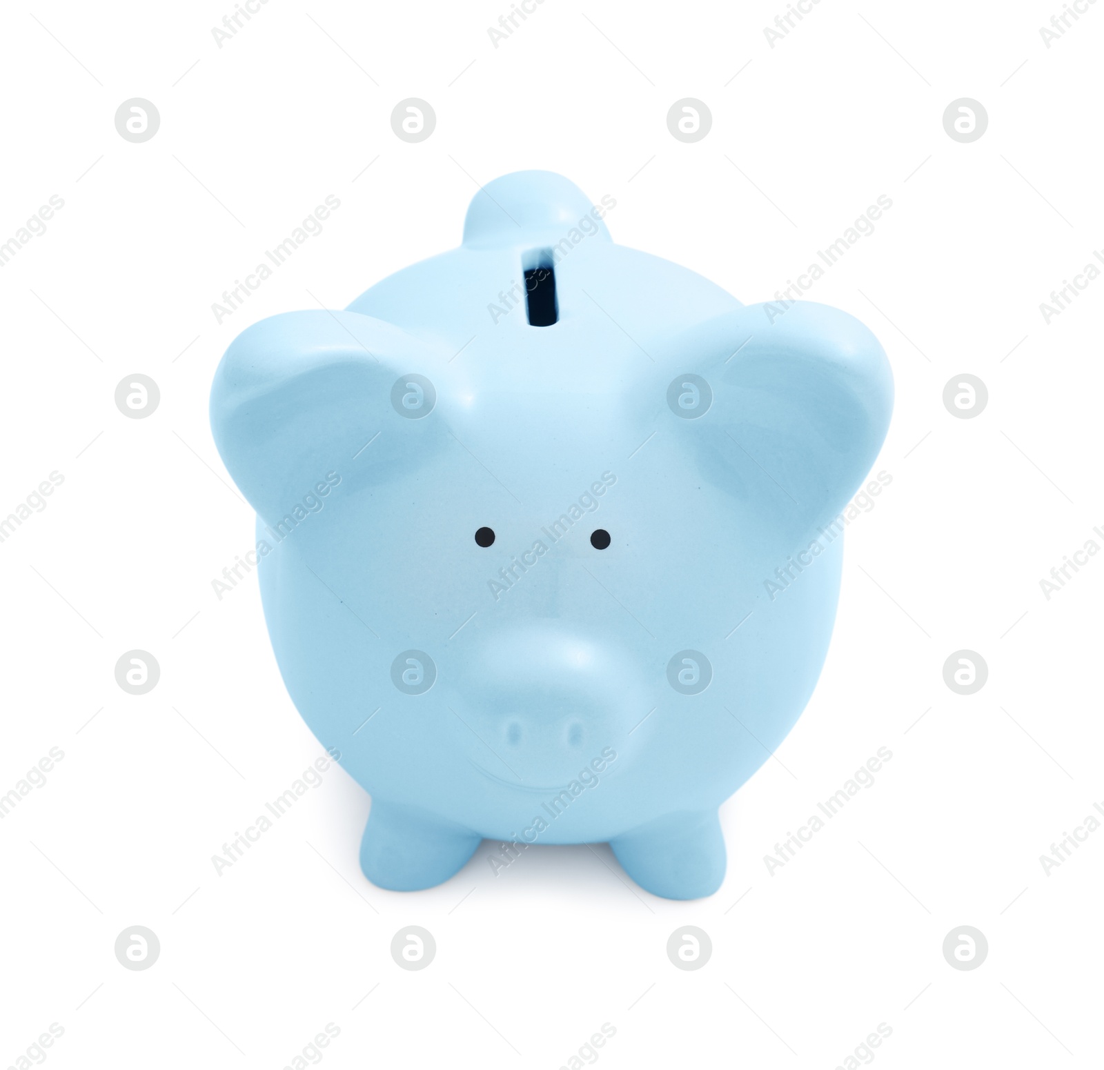 Photo of Light blue piggy bank isolated on white