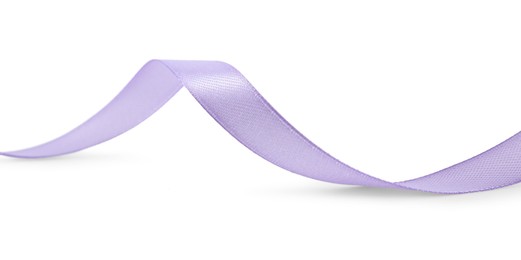 Photo of One beautiful violet ribbon isolated on white