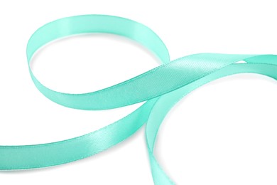 One beautiful turquoise ribbon isolated on white