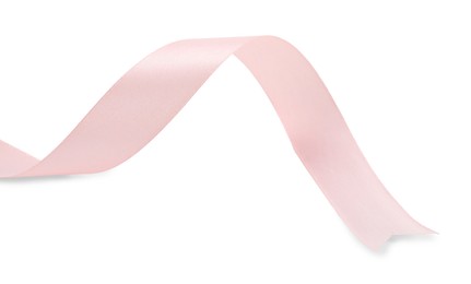 Photo of One beautiful pink ribbon isolated on white