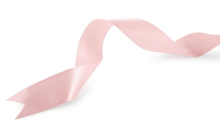 Photo of One beautiful pink ribbon isolated on white