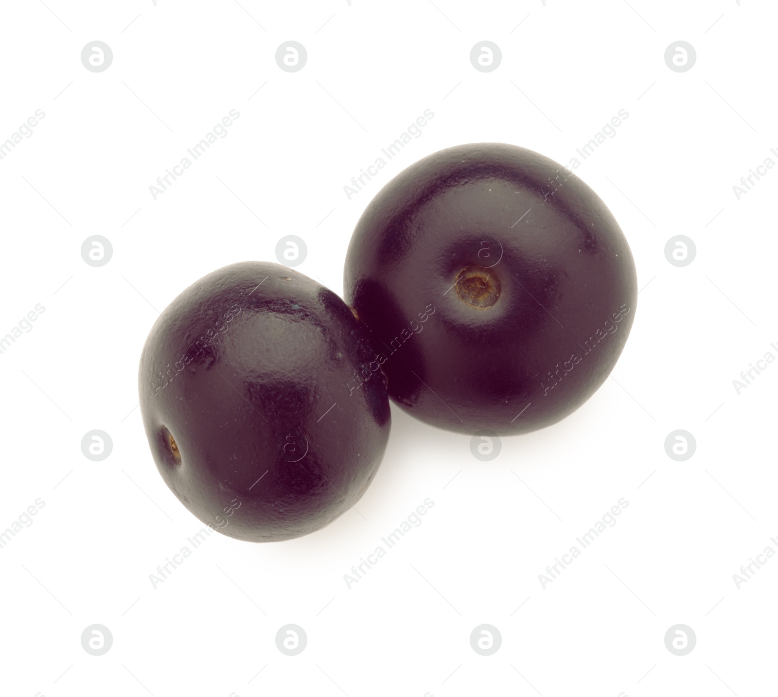 Photo of Fresh ripe acai berries isolated on white, top view