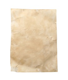 Photo of Sheet of old parchment paper isolated on white