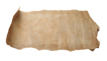 Sheet of old parchment paper isolated on white