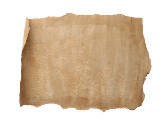 Sheet of old parchment paper isolated on white