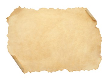 Sheet of old parchment paper isolated on white