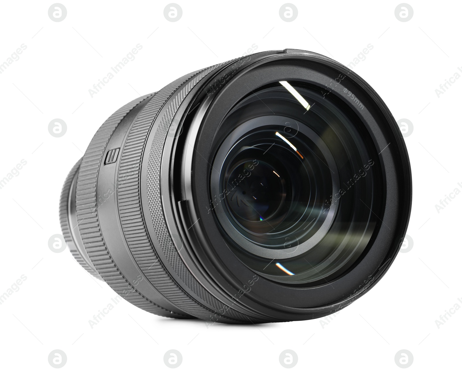 Photo of Camera lens on white background. Photographer's equipment