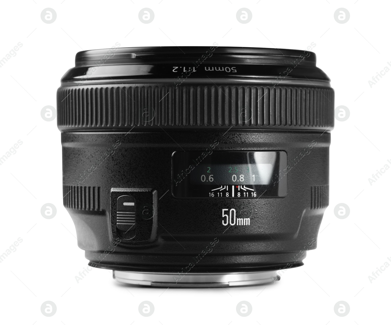 Photo of Camera lens on white background. Photographer's equipment