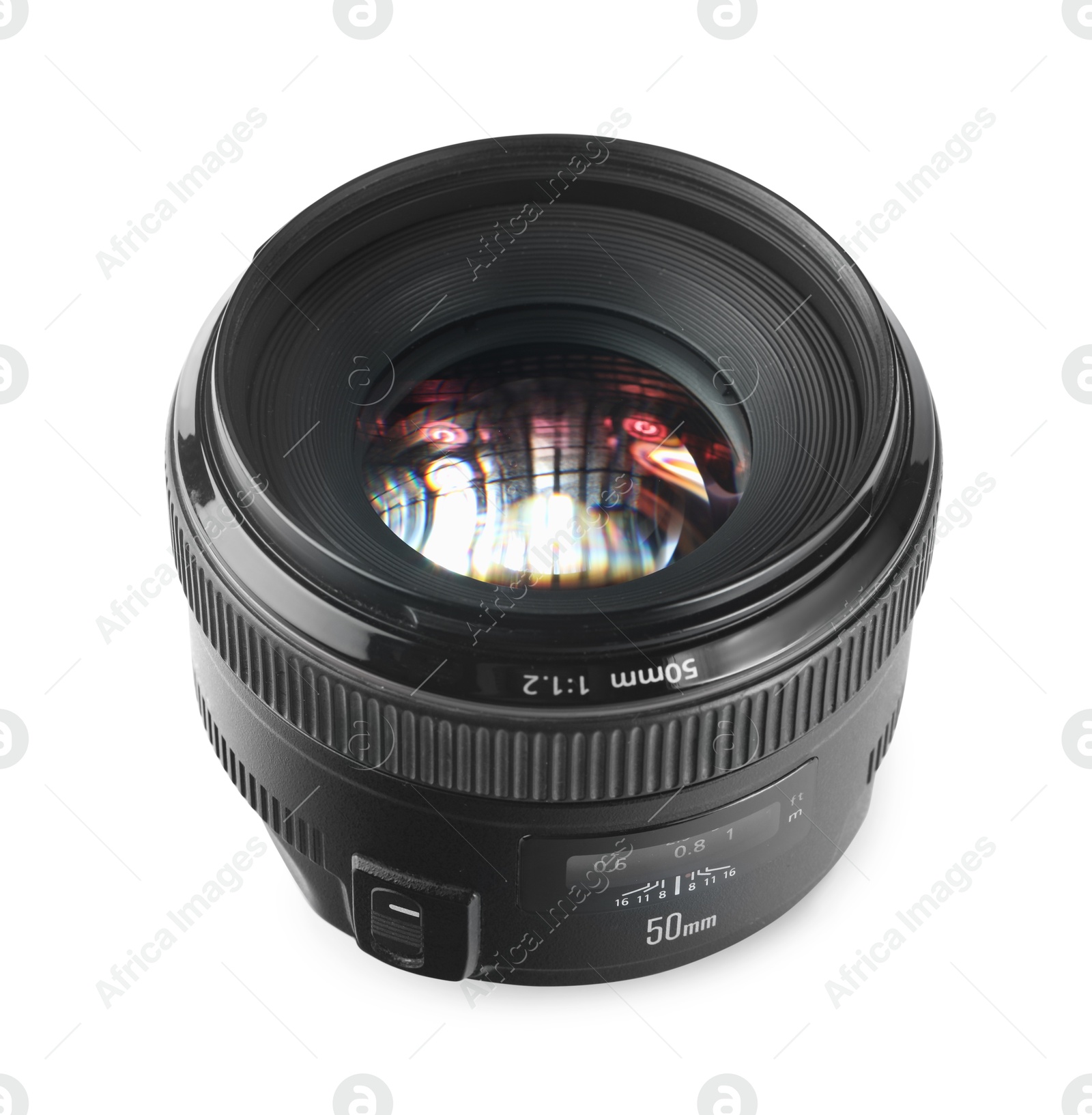 Photo of Camera lens on white background. Photographer's equipment