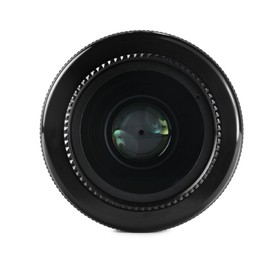 Photo of Camera lens isolated on white. Photographer's equipment