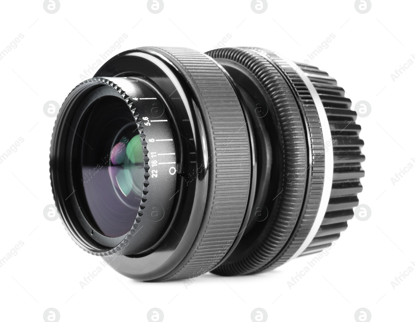 Photo of Camera lens isolated on white. Photographer's equipment