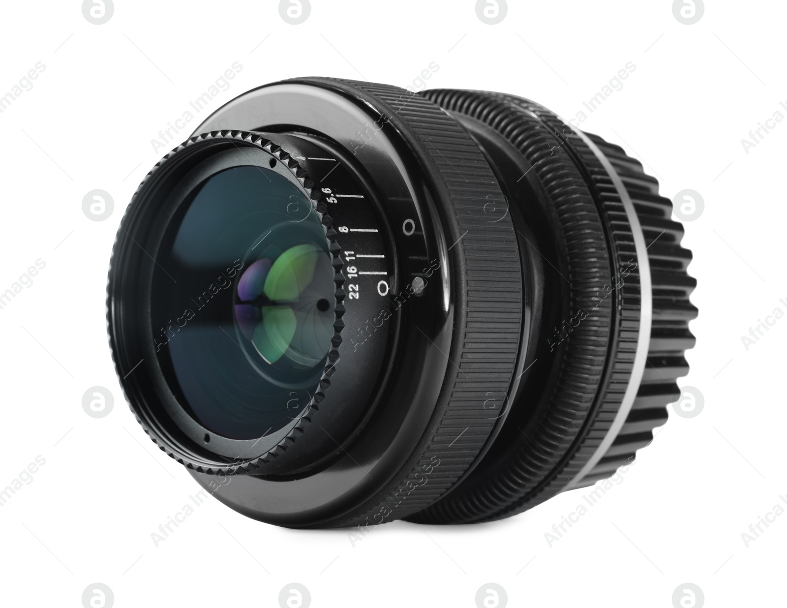 Photo of Camera lens on white background. Photographer's equipment