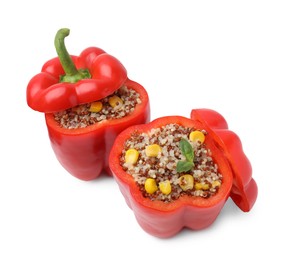 Photo of Quinoa stuffed bell peppers isolated on white