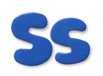 Uppercase and lowercase blue magnetic letter S isolated white