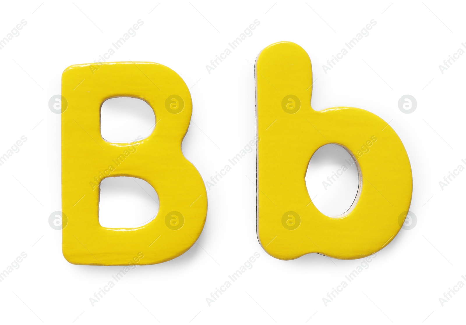 Photo of Uppercase and lowercase yellow magnetic letter B isolated white