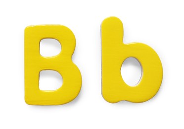 Uppercase and lowercase yellow magnetic letter B isolated white