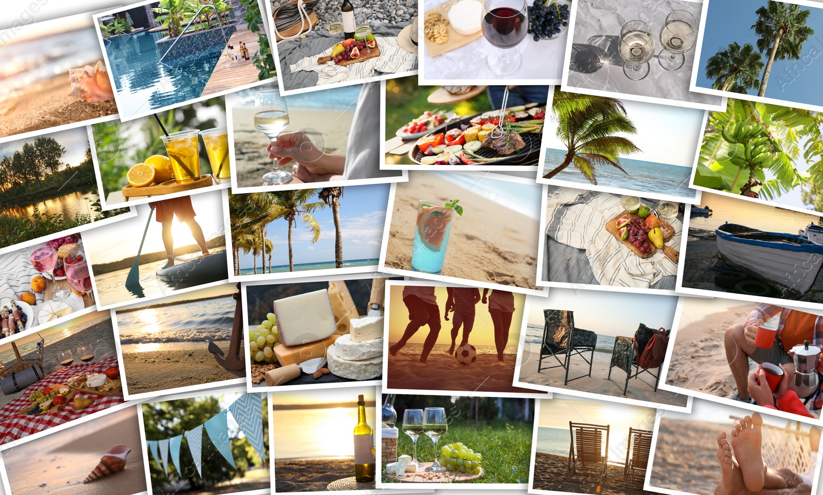 Image of Summer vibe. Many photos of precious moments, collage. Banner design