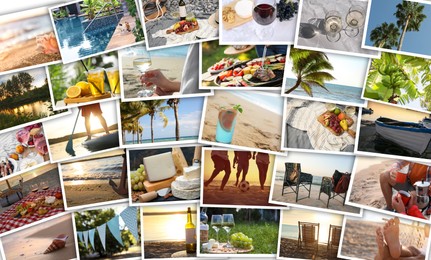 Image of Summer vibe. Many photos of precious moments, collage. Banner design