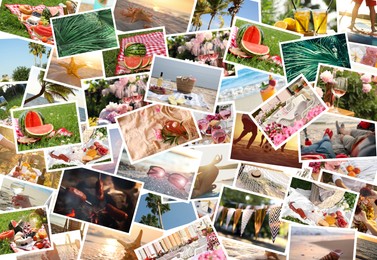 Image of Summer vibe. Many photos of precious moments, collage