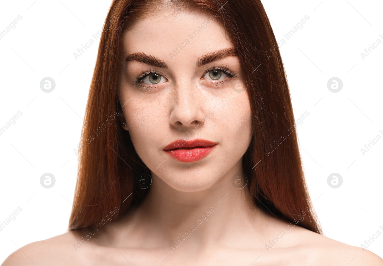 Image of Attractive woman with beautiful makeup isolated on white