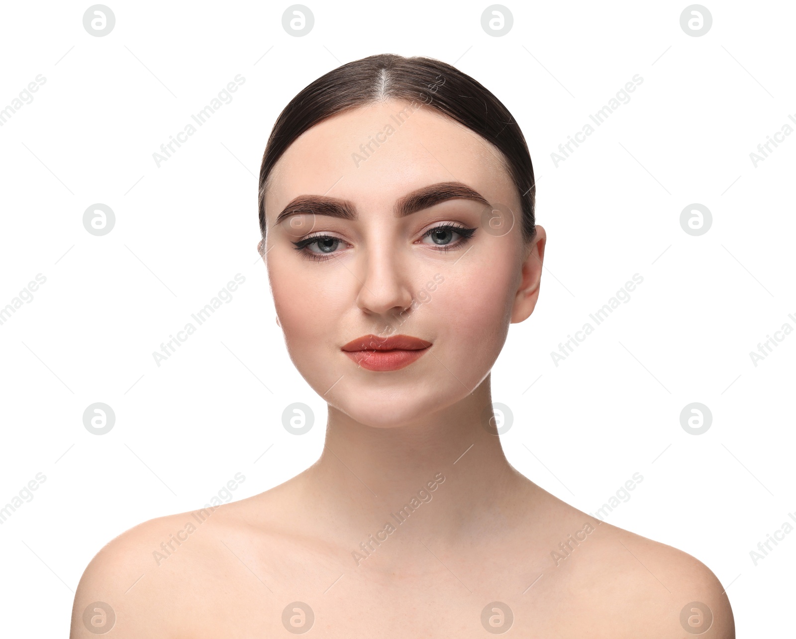 Image of Attractive woman with beautiful makeup isolated on white