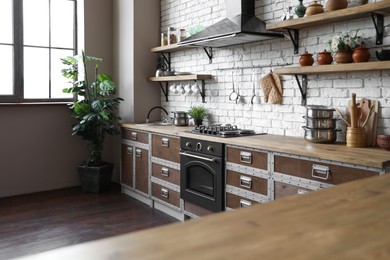 Beautiful kitchen interior with new stylish furniture