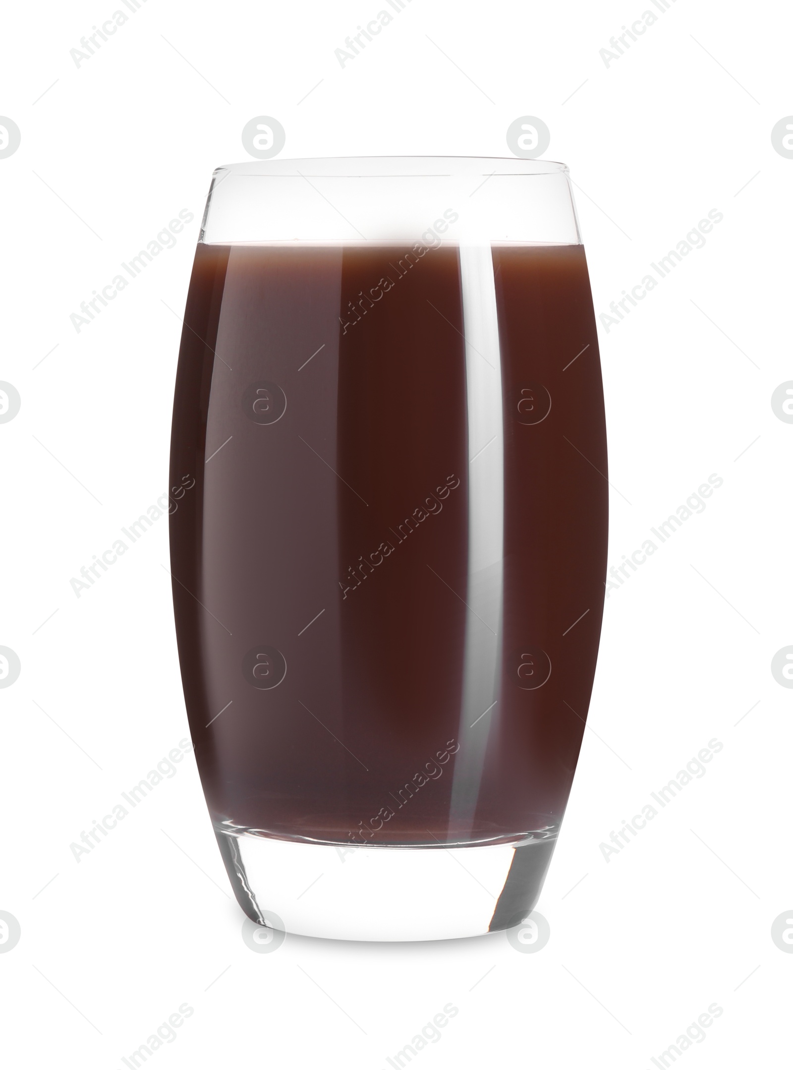 Photo of Delicious protein shake in glass isolated on white