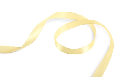 One beautiful light yellow ribbon isolated on white
