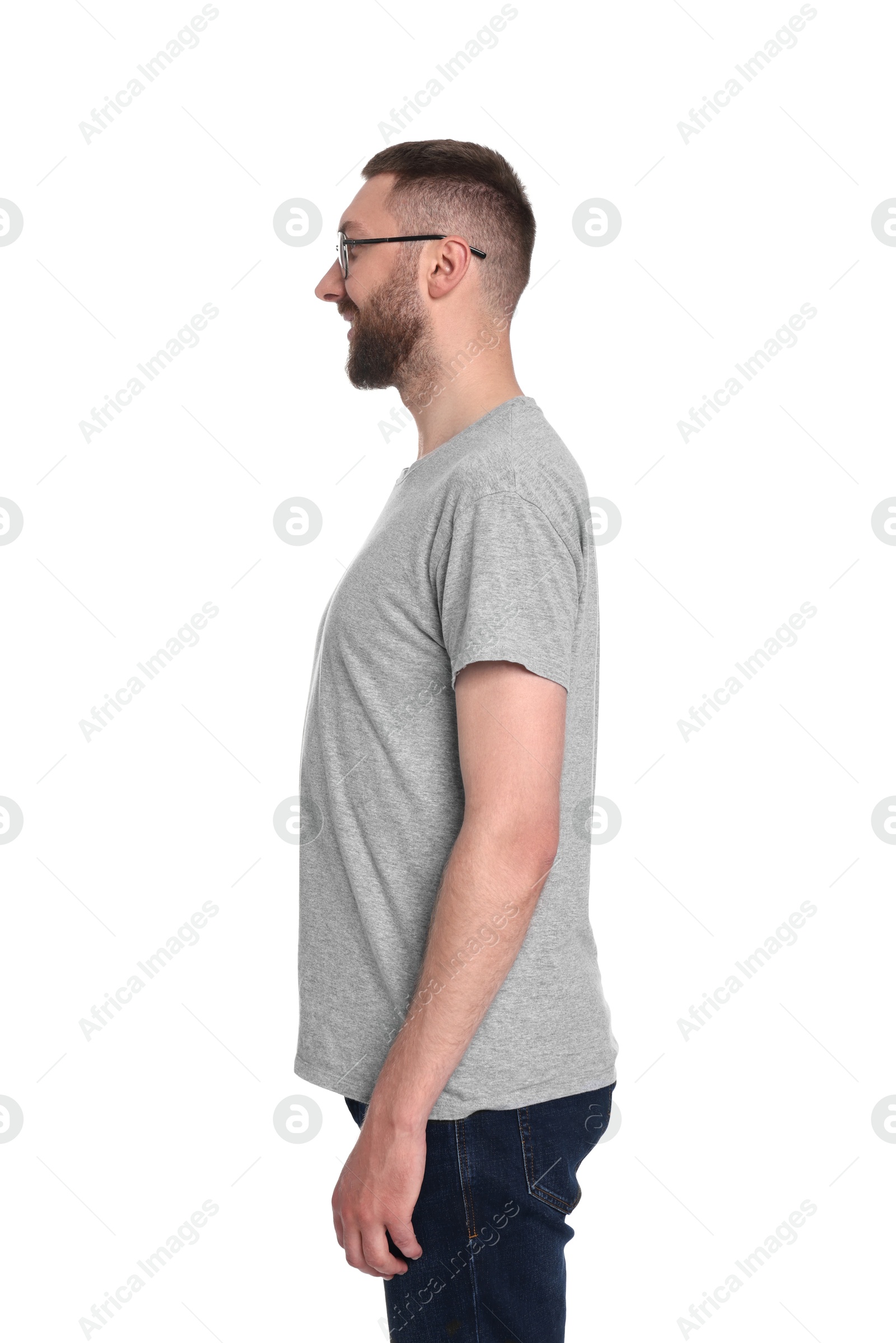 Photo of Man with good posture on white background