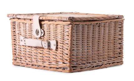 One picnic wicker basket isolated on white