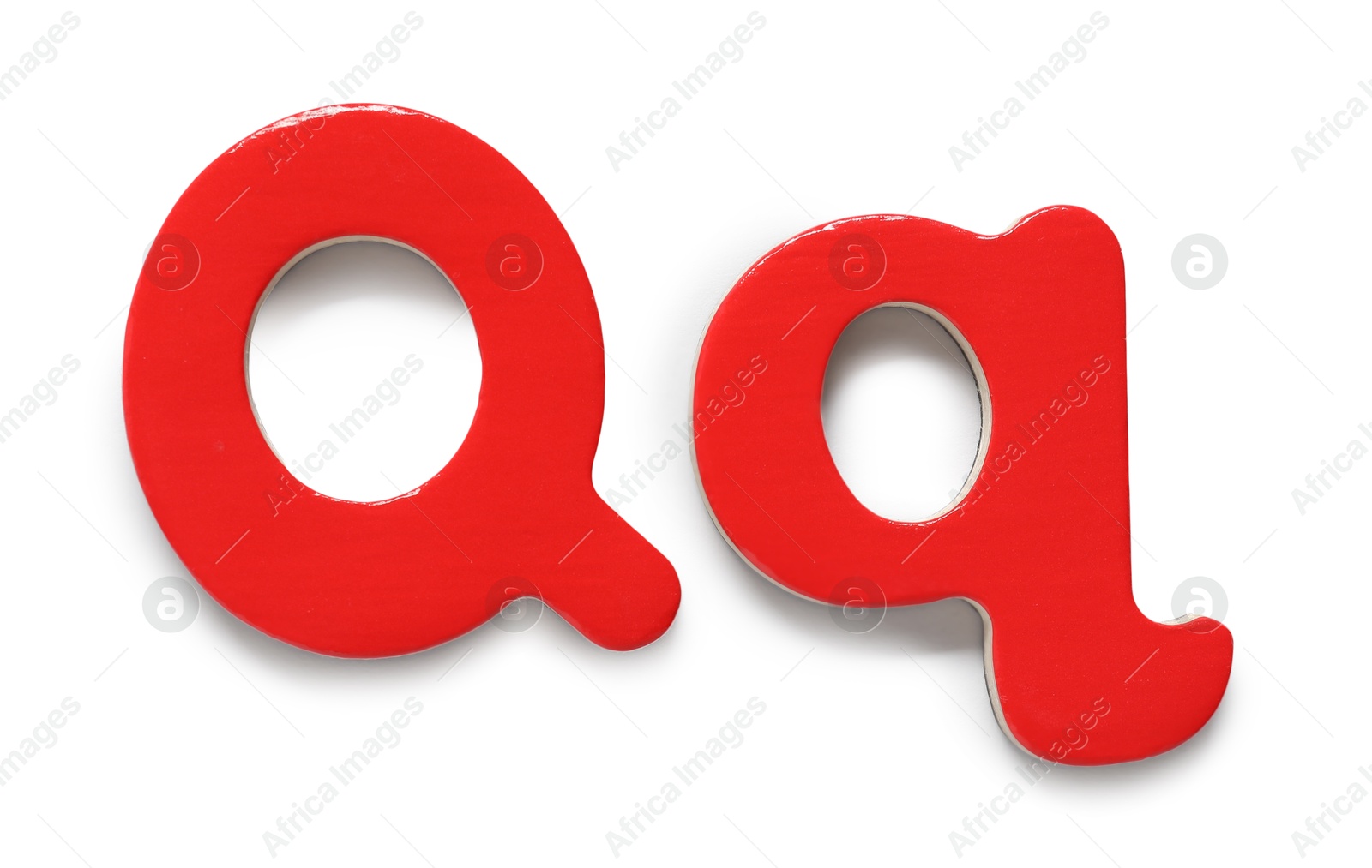 Photo of Uppercase and lowercase red magnetic letter Q isolated white
