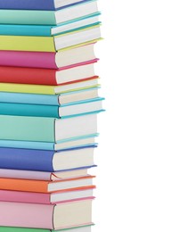 Stack of colorful books isolated on white