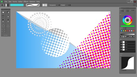 Illustration of Graphics editor interface with image. Software for designers