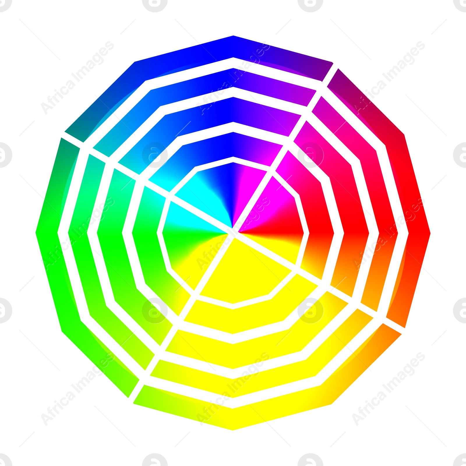 Illustration of Color wheel. Chart with samples of hues isolated on white