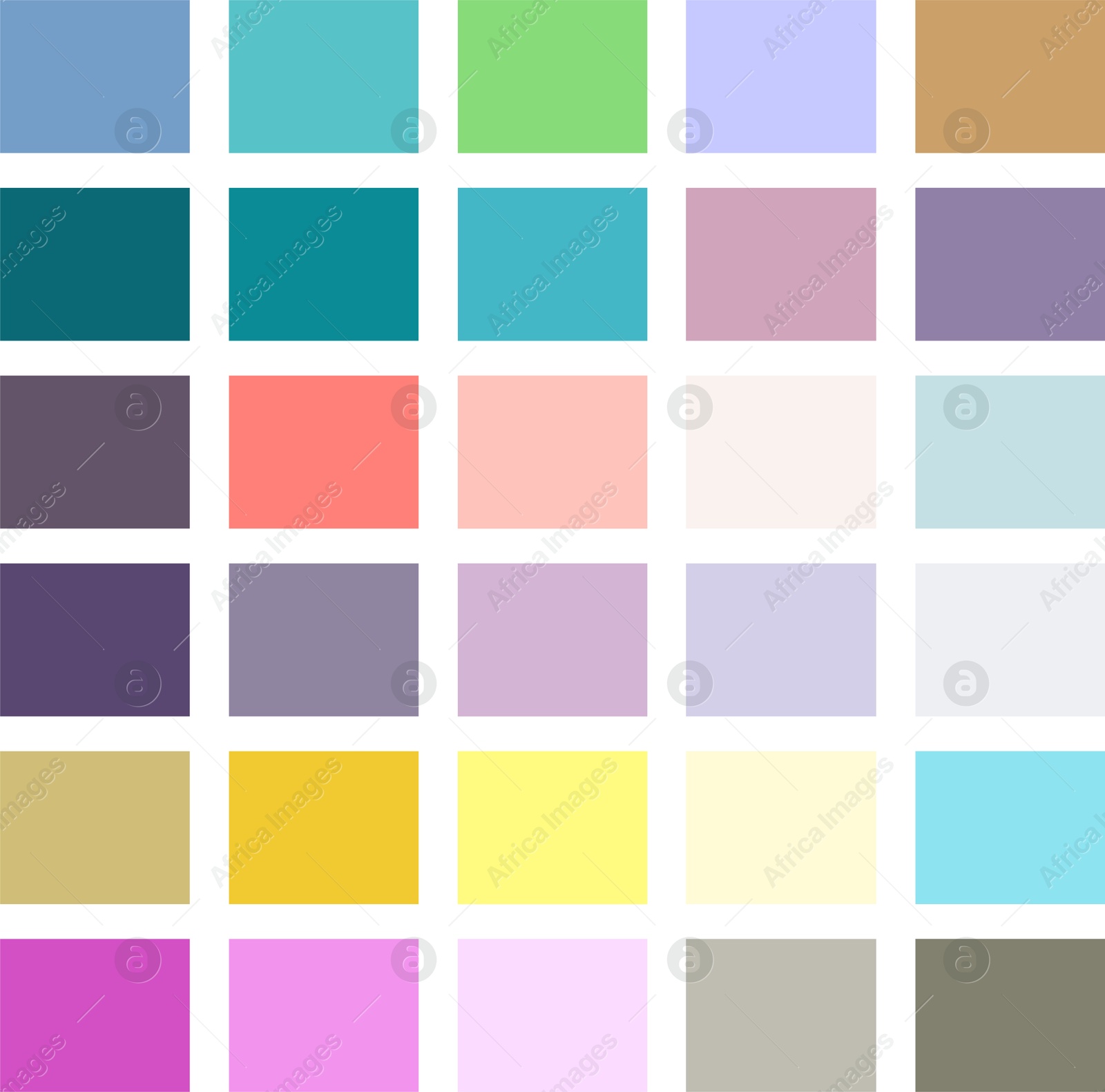 Illustration of Color palette with samples of different hues on white background