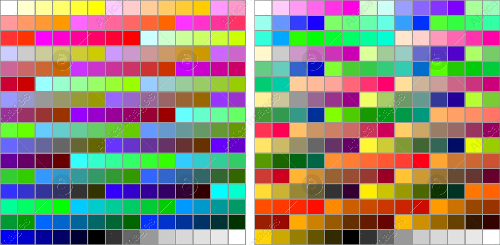 Illustration of Color palette with samples of different hues