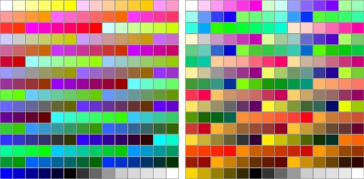 Illustration of Color palette with samples of different hues