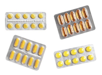 Image of Set of different antibiotics in blisters isolated on white