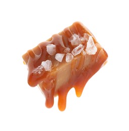 Photo of Yummy candy with salted caramel isolated on white